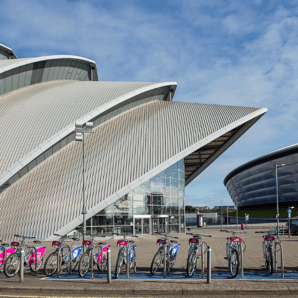 The bicycle stand outside the SEC Armadillo.