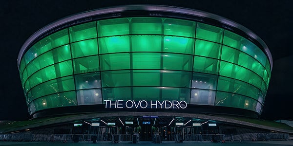 The OVO Hydro from outside the main entrance.