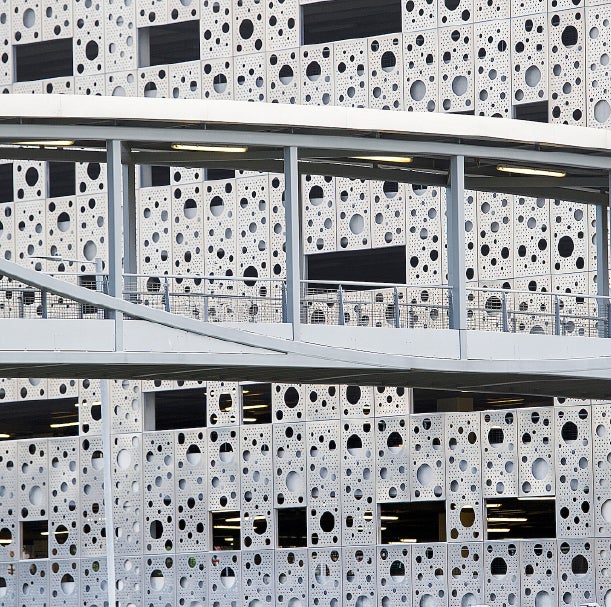 Close up of multi-storey cark next to the SEC Centre.