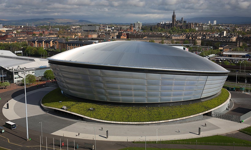 External image of the OVO Hydro from slightly above during daytime