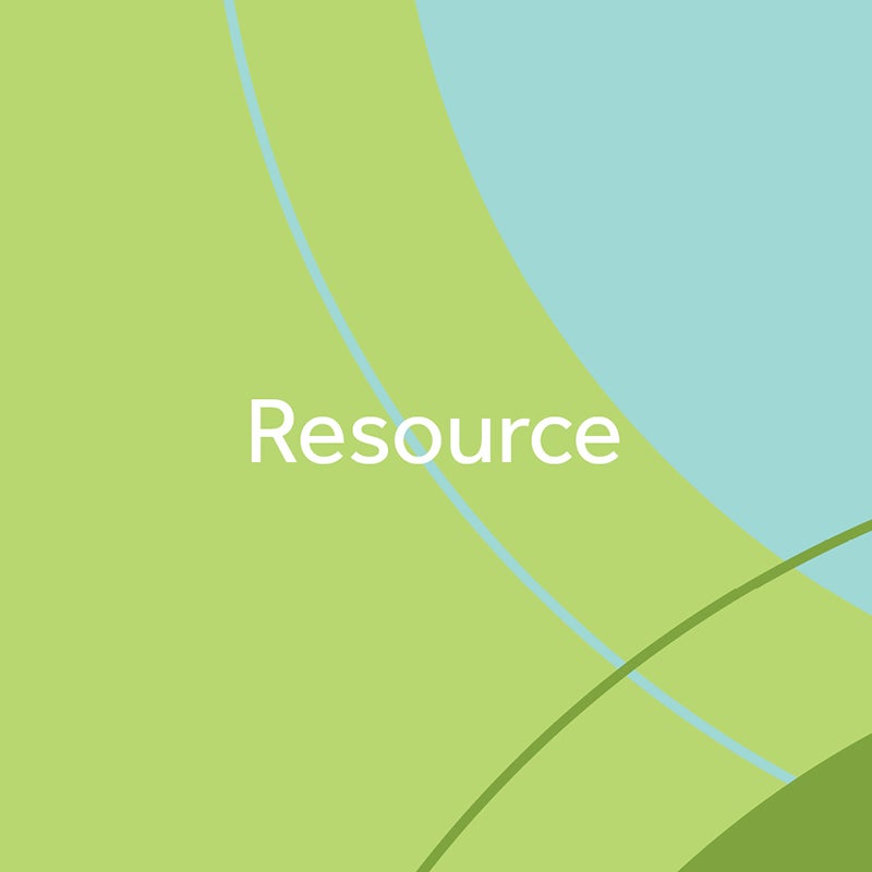 Blue background with green shapes and the word Resource.