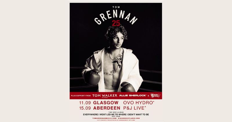 Tom Grennan artwork with Support artists.