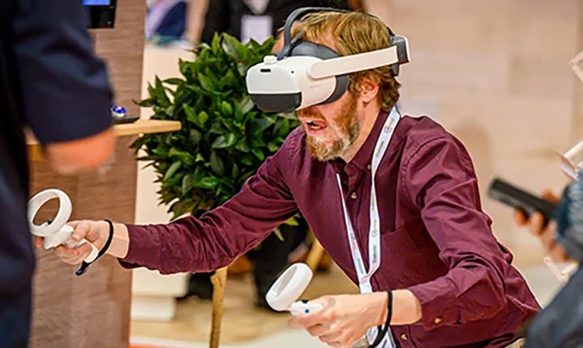 Man with VR headset on.