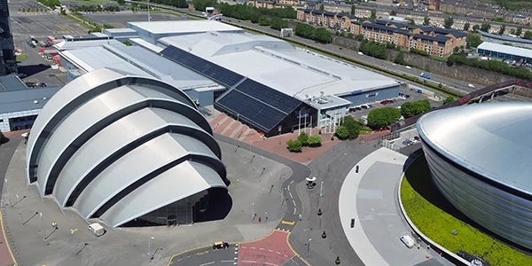 Image overlooking the OVO Hydro, SEC Armadillo and SEC Centre.